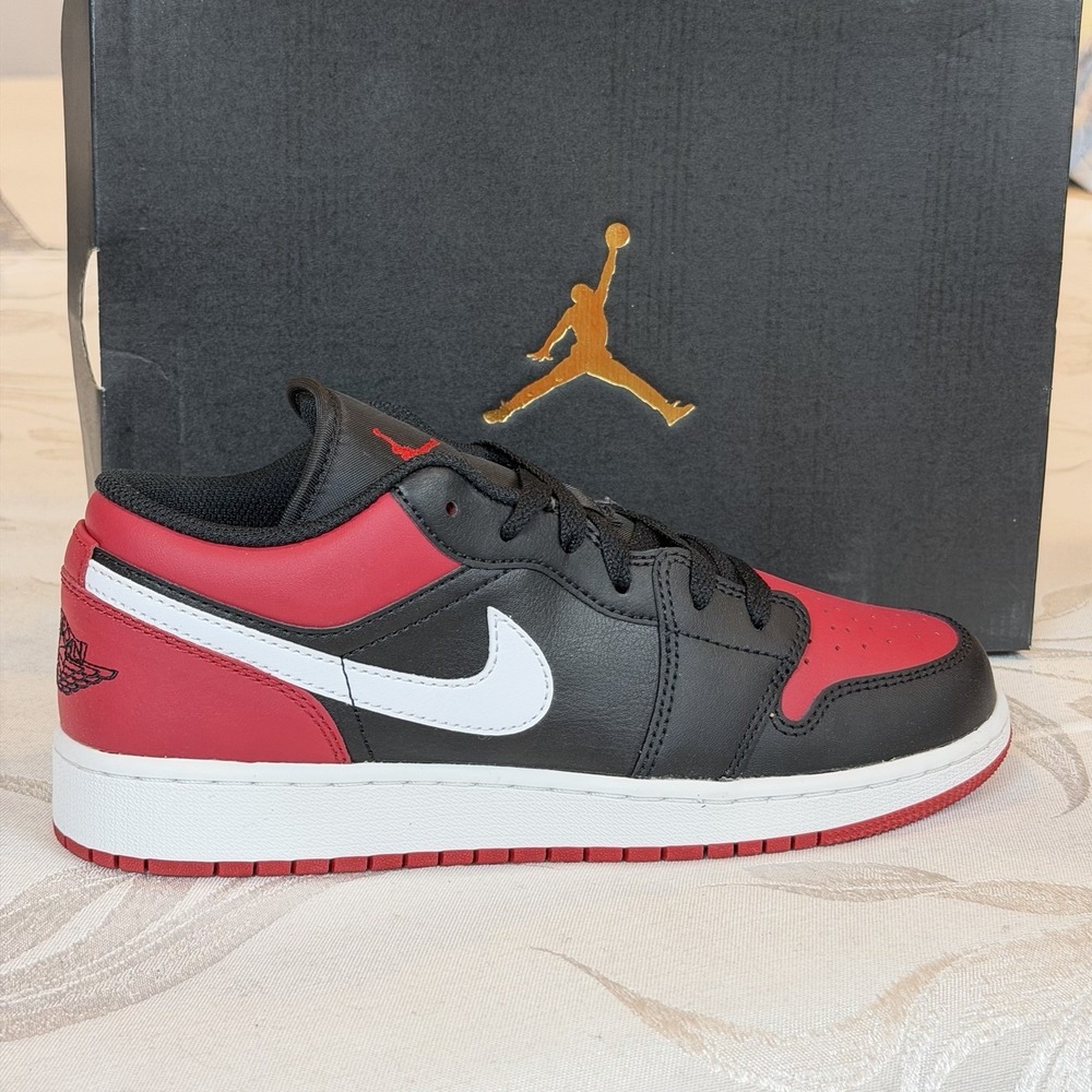 Nike Size-6.5 Y Kids Air Jordan 1 Low GS Shoes - Gym Red (553560-066)
